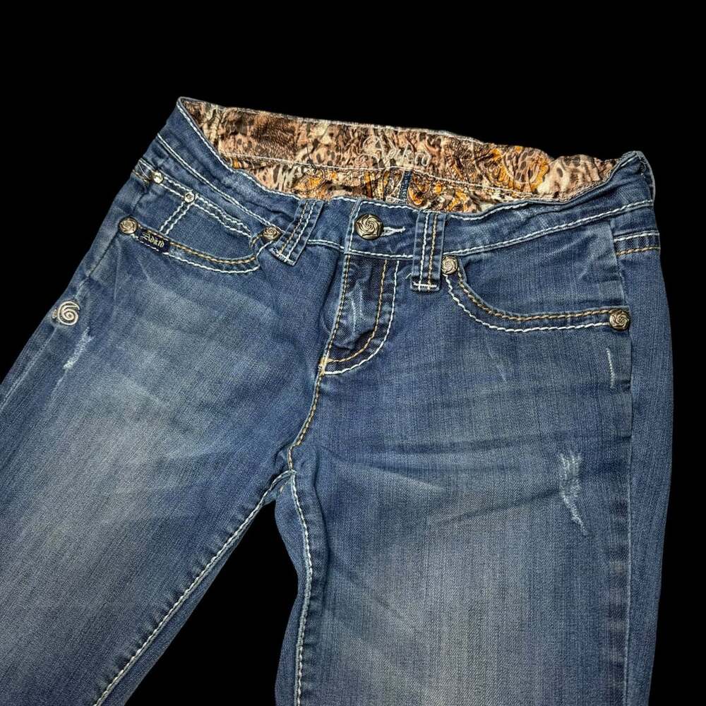 Adiktd Rhinestone Embellished Distressed Crop Jeans Size 6W 29
